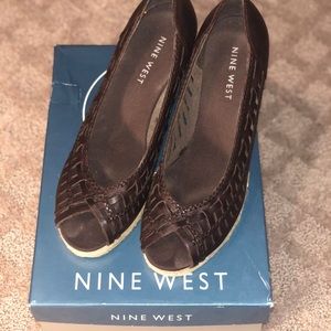 Nine West Leather Espadrilles Dark Brown